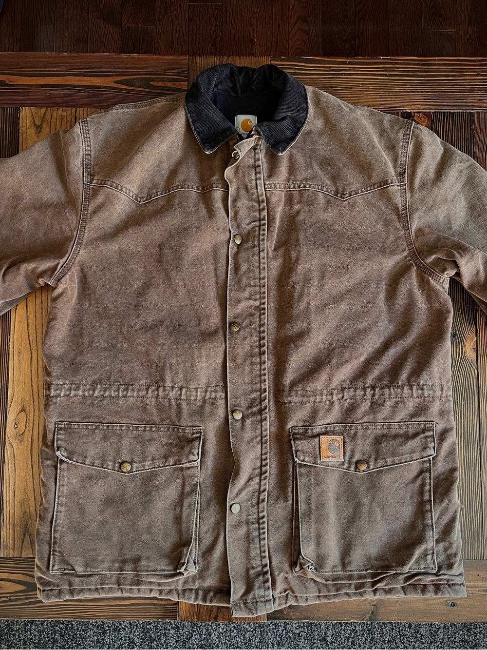 CARHARTT • men’s vintage western ranch chore jacket brown distressed